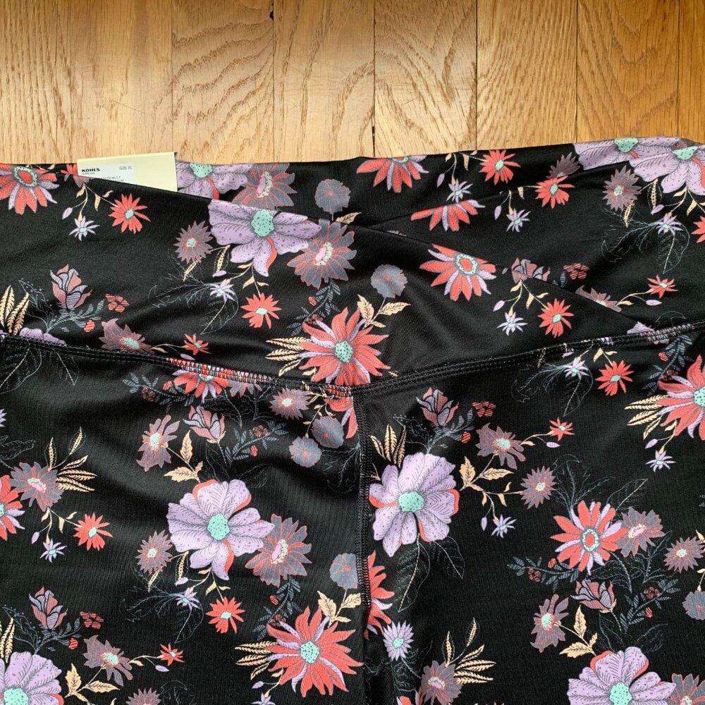 NWT Flower Leggings Black Melon Purple Womens XL - Picture 3 of 12